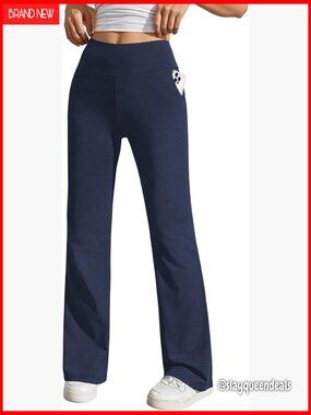 High Waist Straight Leg Yoga Pants with Pockets for Work Casual